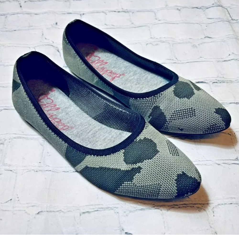JELLY POP CHAMPS Green Camo Knit Pointy Toe Flats Women's 7.5 M (run Small - Picture 13 of 13